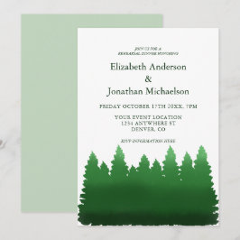 Invitación Watercolor Woodland Pines Ensayo Cena