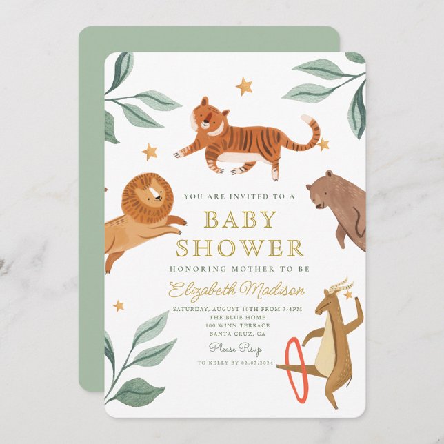 Invitación Watercolor Woodland Safari Animals Código Qr (Subido por el creador)