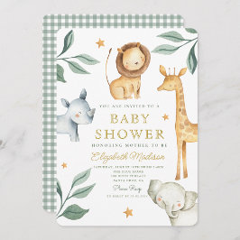 Invitación Watercolor Woodland Safari Animals Cute