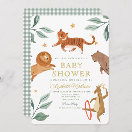 Invitación Watercolor Woodland Safari Animals Cute