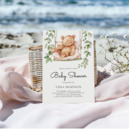 Invitación Watercolor Woodland Teddy Bear Baby Shower