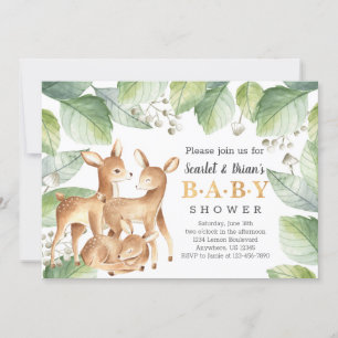 Invitación Watercolor Woodland Wild Deer Baby Shower