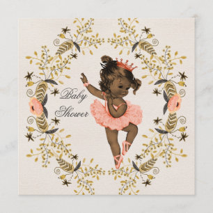 Invitación Watercolor Wreath Ethnic Ballerina Baby Shower