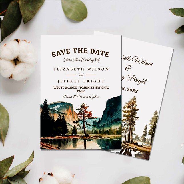 Invitación Watercolor Yosemite Boda del Parque Nacional Ca US (Subido por el creador)