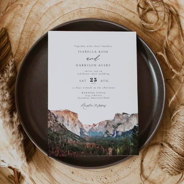 Invitación Watercolor Yosemite Boda del Parque Nacional Skyli (Subido por el creador)