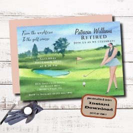 Invitación Watercolorantes Mujeres De Golf Jubiladas En El Ca