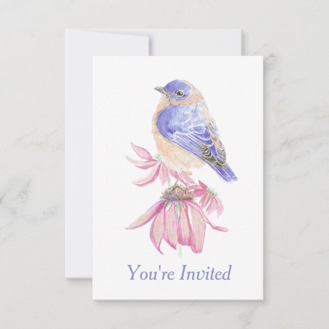 Invitación WatercolorEastern Bluebird Blue Bird Art (Anverso)