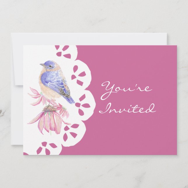 Invitación WatercolorEastern Bluebird Blue Bird Art (Anverso)