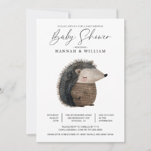 Invitación WatercolorWoodland Animal Hedgehog Baby Shower