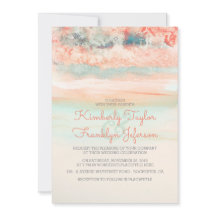 Watercolour Beach Wedding Azul rosado