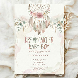 Invitación watercolour Boho flower Dreamcatcher Baby Shower