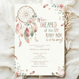 Invitación watercolour Boho flower Dreamcatcher Baby Shower