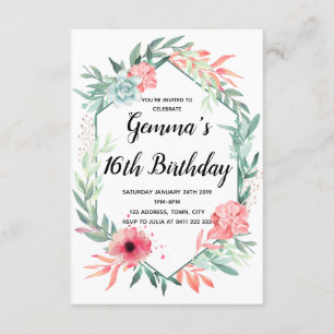 Invitación Watercolour elegante floral