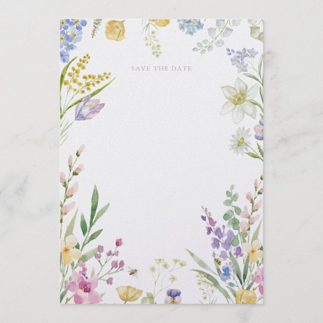 Invitación Watercolour Floral save the date (Anverso)