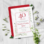Invitación Watercolour Leaves 40th Anniversary Save the Date<br><div class="desc">Featuring delicate watercolour leaves,  this chic save the date anniversary invitation can be personalised with your special 40 years anniversary celebration information,  with a ruby background on the reverse. Designed by Thisisnotme©</div>