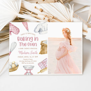 Invitación Watercolour Pink Baking Baby Shower Photo