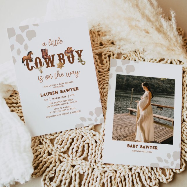 Invitación Watercolour Western Cowboy Photo Baby Shower (Subido por el creador)