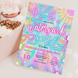Invitación Waterpark Splash Pad Birday Party Tie Dye Glow