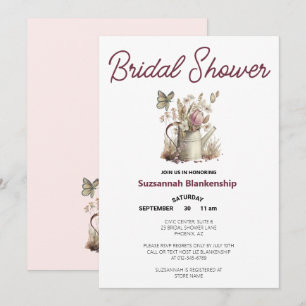 Invitación Waters Can Butterfly Garden Fiesta Bridal Shower