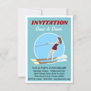 Invitación Waterski de estilo vintage