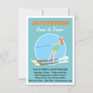Invitación Waterski de estilo vintage