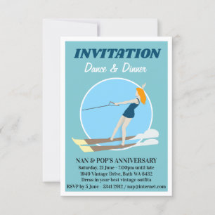 Invitación Waterski de estilo vintage