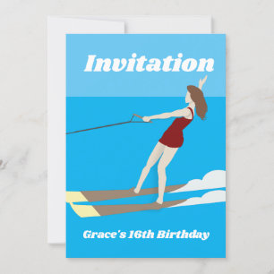 Invitación Waterski de estilo vintage