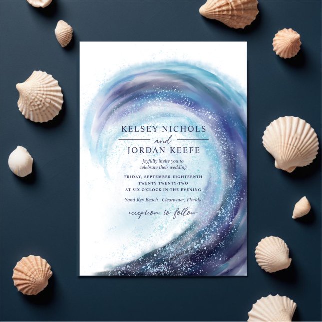 Invitación Wave oceánica acuarela | BODA (Subido por el creador)