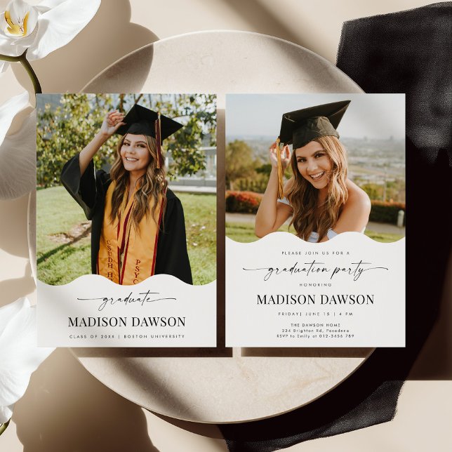 Invitación Wave Photo Graduation Party Invite Announcement (Subido por el creador)