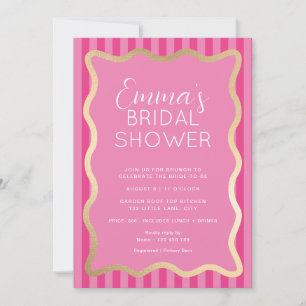 Invitación Wave Pink Hot Pink Stripe Bridal Shower