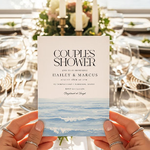 Invitación Waves de color azul Parejas Ducha de novia