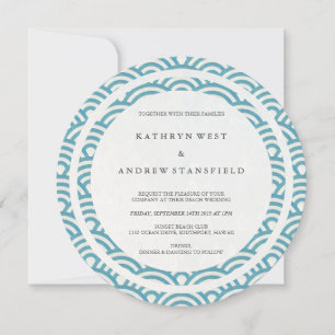 Invitación Waves Elegantes De Playa Con Estilo Azul Marítimo