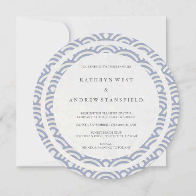 Invitación Waves Elegantes De Playa Con Estilo Púrpura Suave (Anverso)