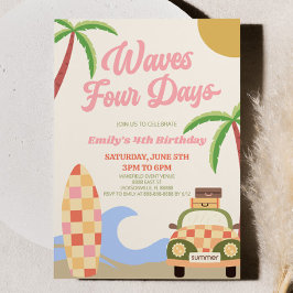 Invitación Waves Four Days Beach Surf Cuarto Fiesta de Cumple