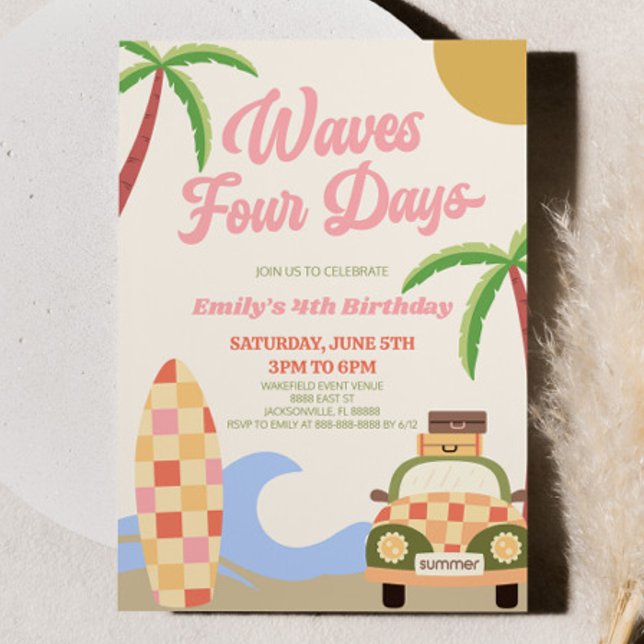 Invitación Waves Four Days Beach Surf Cuarto Fiesta de Cumple (Subido por el creador)