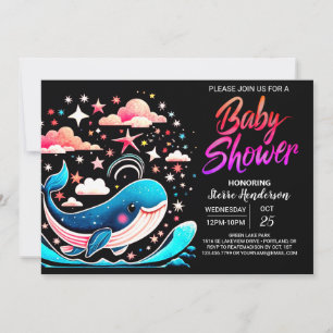 Invitación Waves Whale Chica rosado Baby Shower