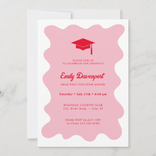 Invitación Wavey retro sofisticado Graduación foto de atrás