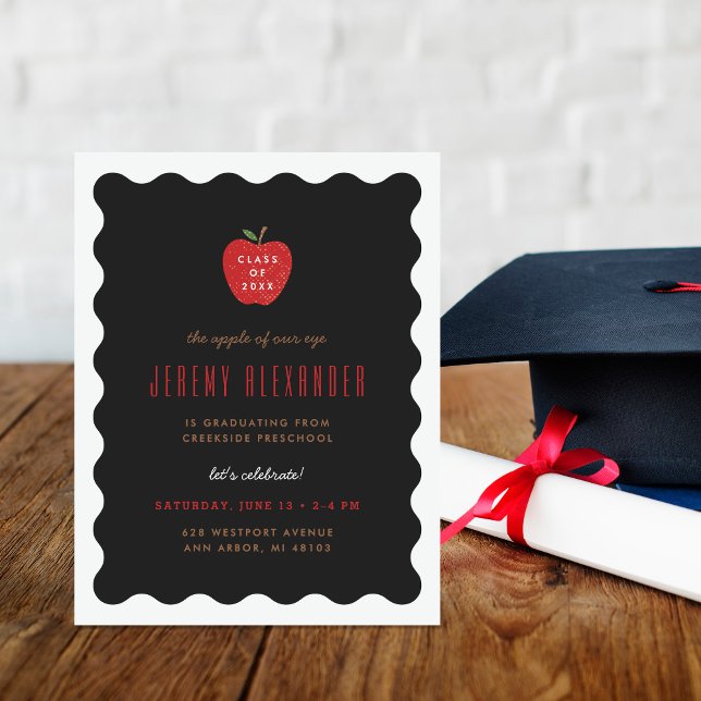 Invitación Wavy Apple Preschool Graduation Party Invitation (Subido por el creador)