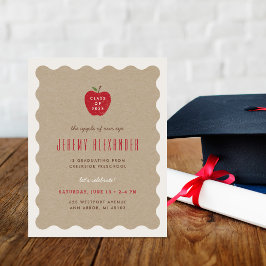 Invitación Wavy Apple Preschool Graduation Party Invitation