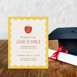 Invitación Wavy Apple Preschool Graduation Party Invitation