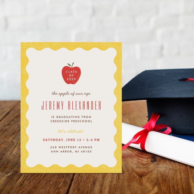 Invitación Wavy Apple Preschool Graduation Party Invitation (Subido por el creador)