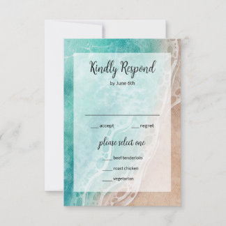 Invitación Wavy Beach Seaside Wedding Outdoor Wedding RSVP Ca