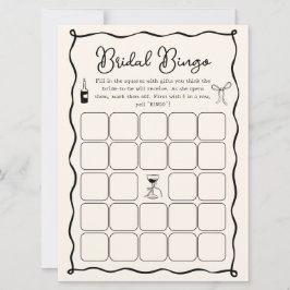 Invitación Wavy Black Italiano Bridal Shower Bingo Game Card