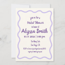 Invitación Wavy Border Lavender de escritura a mano Ducha de