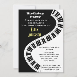 Invitación Wavy Curved Piano Keys Birday
