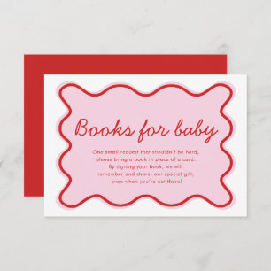 Invitación Wavy Curvy Pink and Red Baby Shower Books para el 