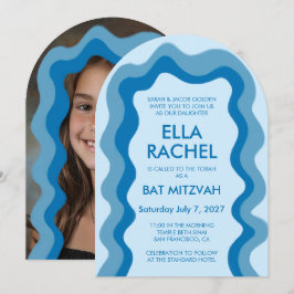 Invitación Wavy Frame Arch Moderno Personalizado BarBat Mitzv