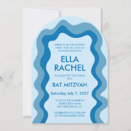 Invitación Wavy Frame Arch Moderno Personalizado BarBat Mitzv