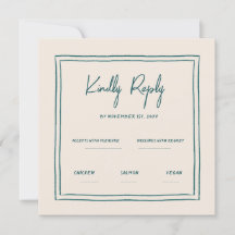 Wavy Green Handwriting Retro Wedding Rsvp