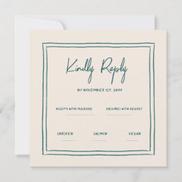 Invitación Wavy Green Handwriting Retro Wedding Rsvp